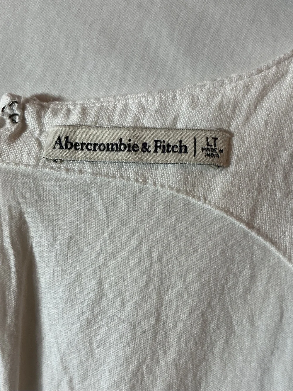 Abercrombie & Fitch White Square-Neck Linen Maxi Dress